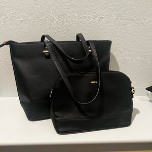 Elegant Black Women's Tote and Handbag Set